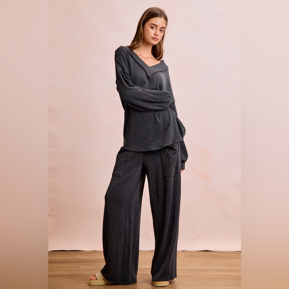 Women's Black Charcoal Lounge Set